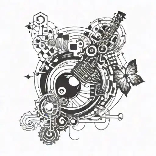 Combine Elements Of Music And Manga To Create A Dynamic And Intricate Design