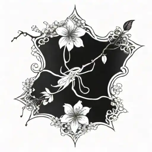 Spider Lily Mix With Cherry Blossom With Web And Spider All Over On The Scorpio Zodiac Sign