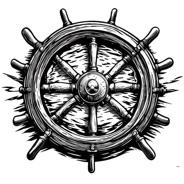 Nautical Theme With Ships Wheel In Upper Left Side And Propeller In Upper Right