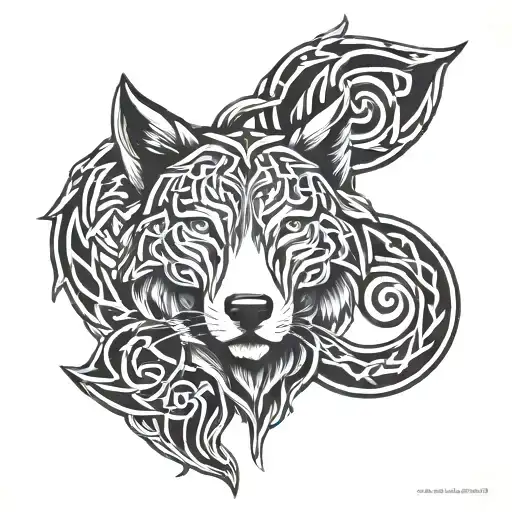 Celtic Knot Shoulder Tattoo Fades Into Wolf
