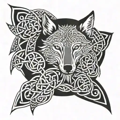 Celtic Knot Shoulder And Arm Tattoo Fades Into Wolf