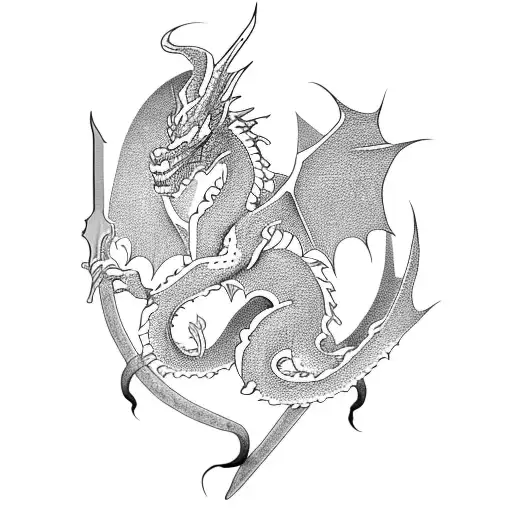 An Occidental Dragon Crossed Mixed With A Sword