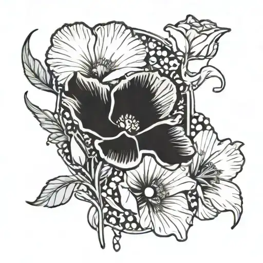 A Poppy Flower And A Gladiolus Flower Whit A Leo Zodiac Sign And A Peridot Gemstone