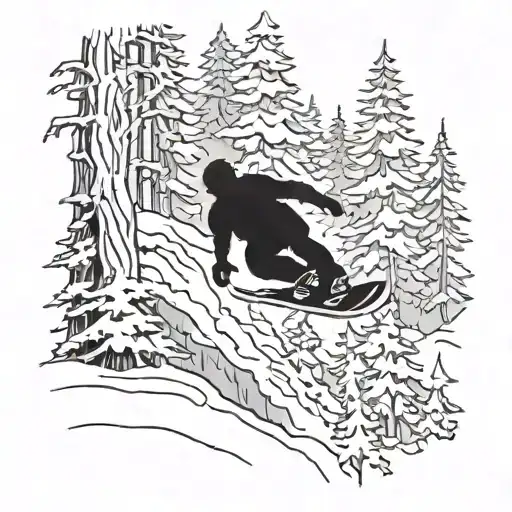 A Snowboarder Carving Through A Forest Of Pine Trees On A Mountain Slope