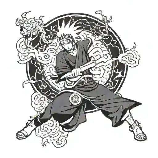 Combine Elements Of The Naruto Series With Traditional Japanese Art Motifs