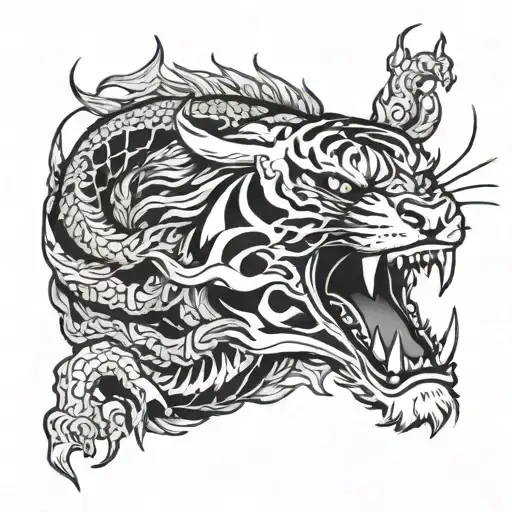 Tiger Dragon Breathing Fire