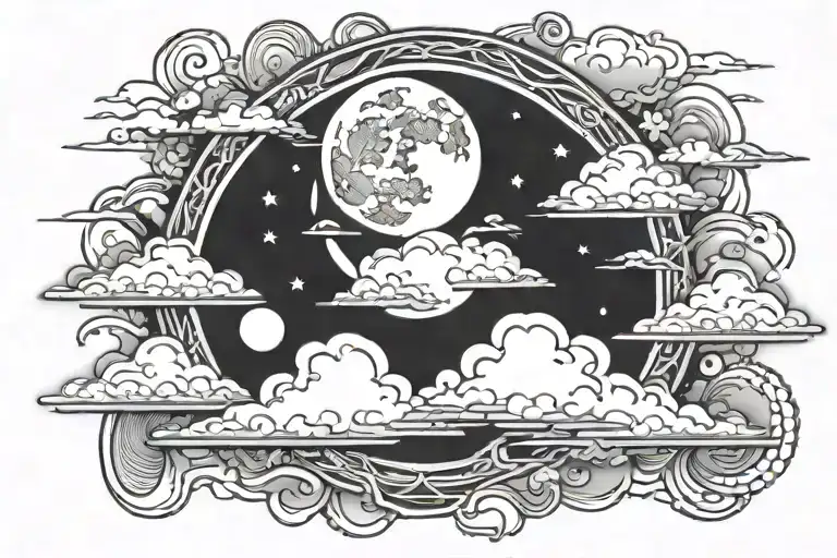 Clouds And Moon Surrounded