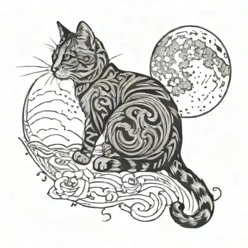 Cat And Moon