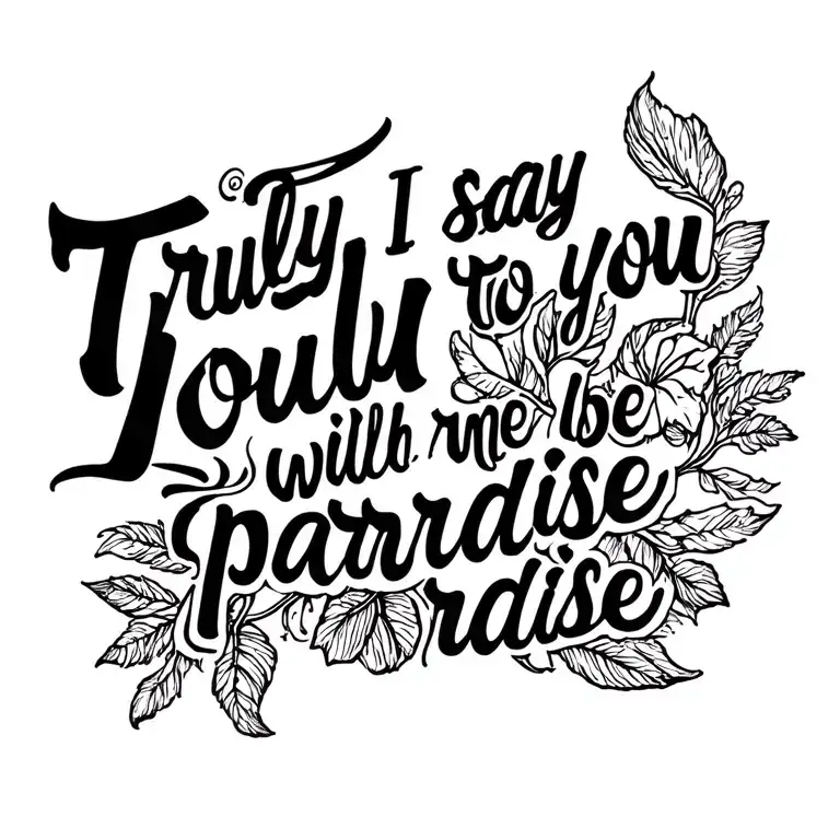 Truly I Say To You You Will Be With Me In Paradise' In A Script Font