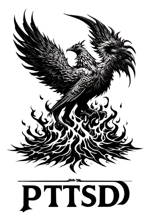 Phoenix Rising From Ashes Symbolizing Overcoming Ptsd