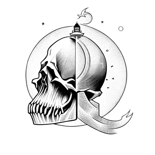 Skull With A Lighthouse