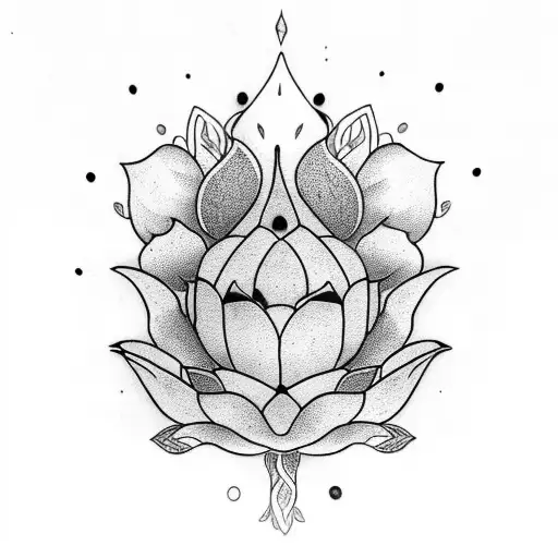 Lezard With Lotus Flower