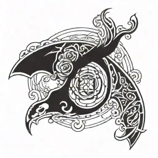 Create Me A Tattoo Design For Leg Head With In The Center Empty Space