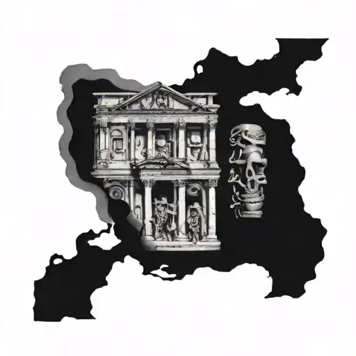 Ancient Roman Ruins Intertwined With Mri Scan Imagery