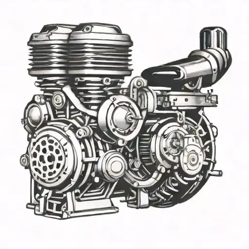 Create A Tattoo Of A Car Engine Morphing Into A Gym Environment With Workout Equipment