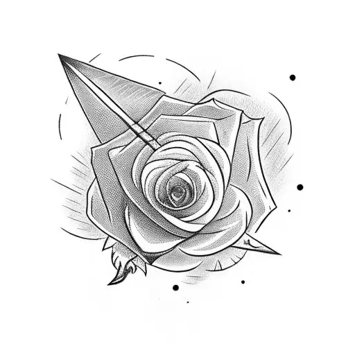A Dart Arrow With A Black And Red Rose On Top Instead Of The Flight