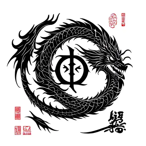 Kaizen Symbol Surrounded By Dragon Wrapped