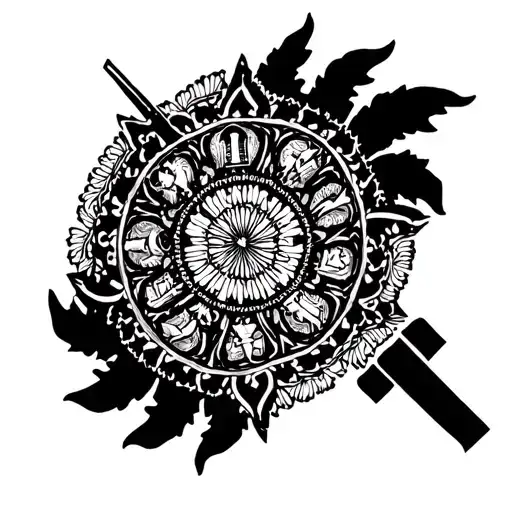 An Intricate Mandala Design Incorporating Military Symbols