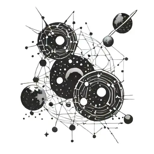 A Constellation Of Planets And Black Holes Forming A Unique Pattern In The Night Sky