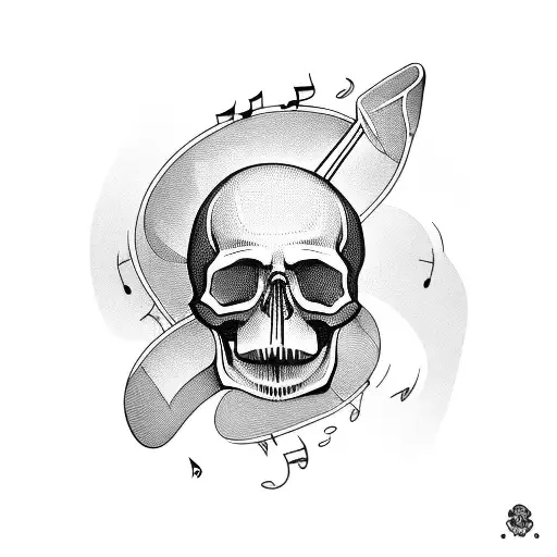Skull Guitar Music Notes Rock