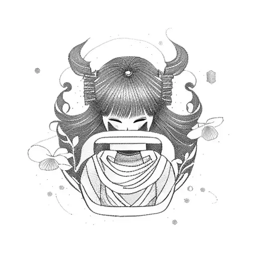 Female Samurai Flowers With Long Hair In The Wind Delicate Feminine