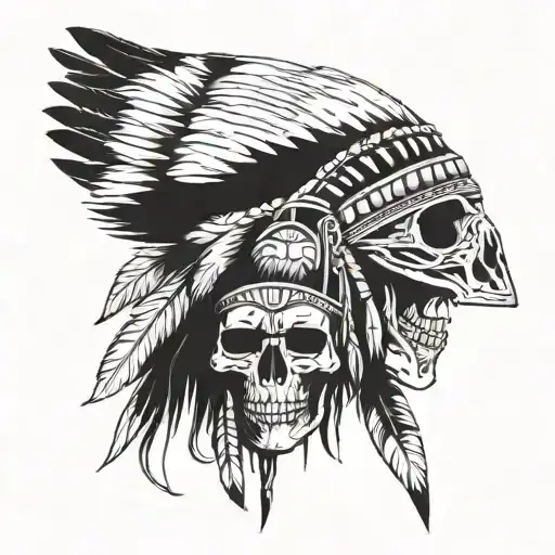 Native American And Skull