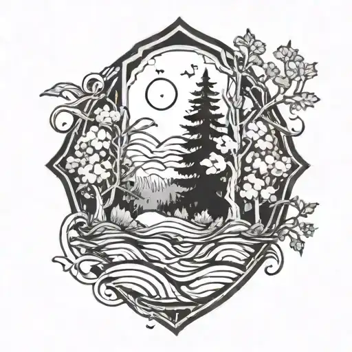 A Correction Officer Badge With Elements Of Nature Like Trees And Waves