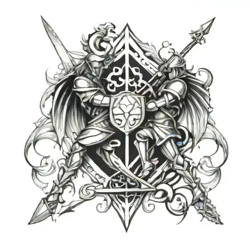 Libra Gemini Knight Tattoo For Leg