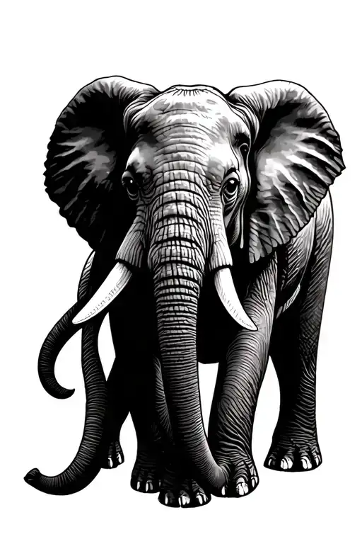 Elephant Front View Minimalist For Small Tattoo Design