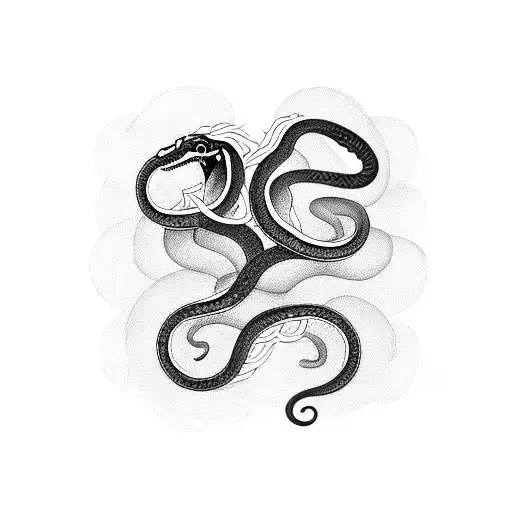 Curled Snake Looking Up