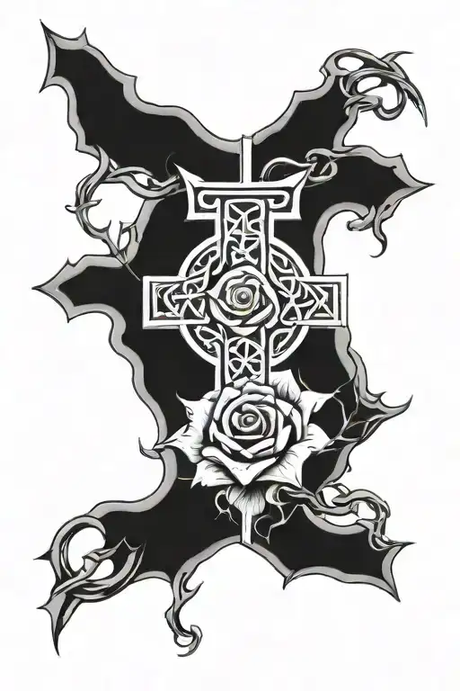 Celtic Cross With Rose Thorns Instead Of Knots