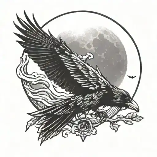 Ravens And Moon Rising