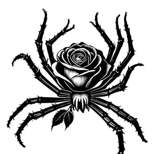 Spider Hanging From Rose