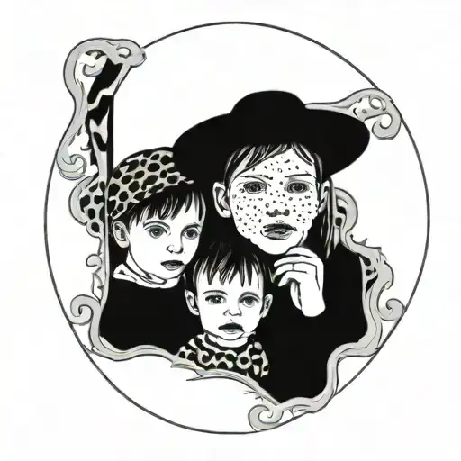 A Portrait Of Your Children Surrounded By A Leopard Print Border