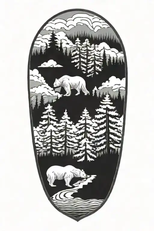 Bear River Fir Trees Fog Dark