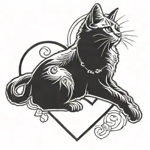 Heart Necklace With A Photo Of A Cat On One Side And A Heart On The Other Side