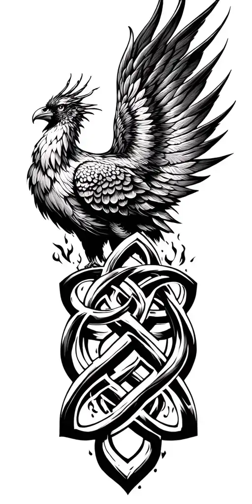 Incorporate A Phoenix Rising From The Ashes Into A Celtic Knot Design