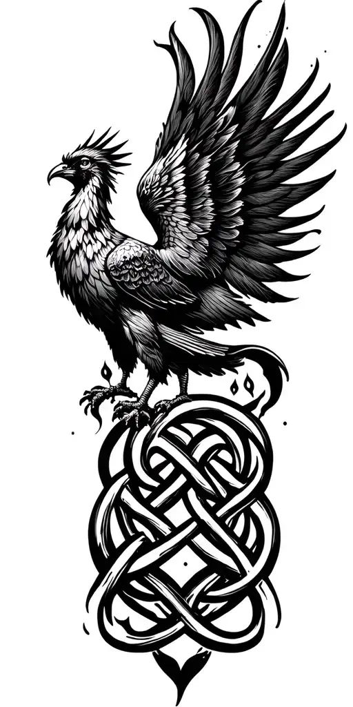 Incorporate A Phoenix Rising From The Ashes Into A Celtic Knot Design