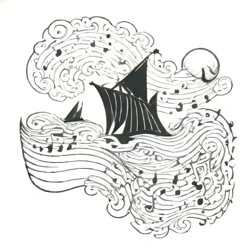 A Music Sheet Morphing Into Crashing Waves