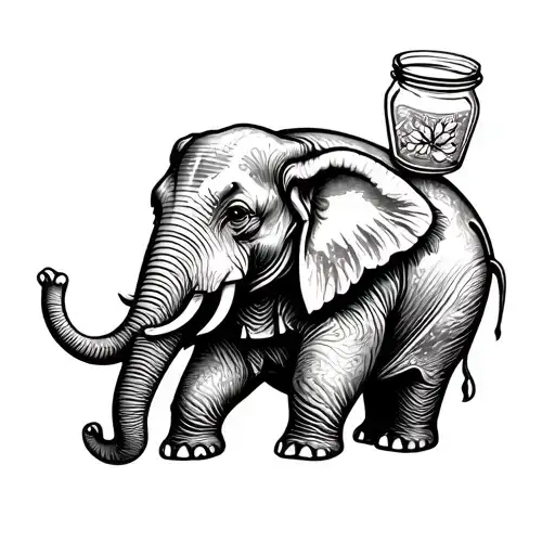 Elephant Holding A Jam Jar