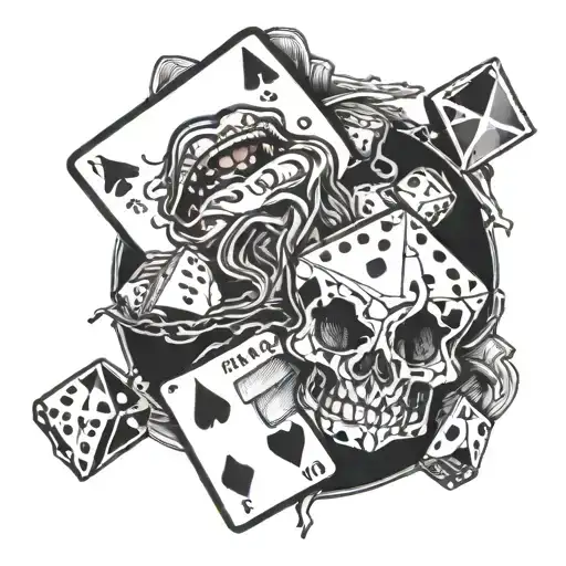 Armsleeve Design Rolling Stones Tongue Spitting Out 2 Dice And Three Game Cards