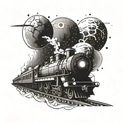 A Train Riding In Space