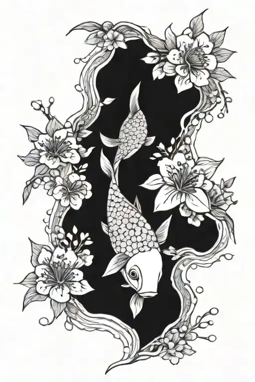 Fish Whit Sakura Flowers