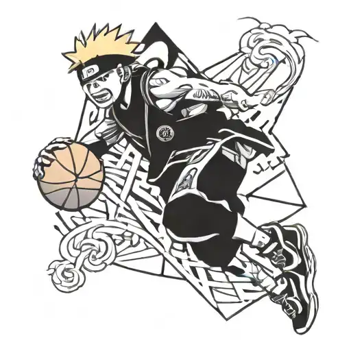 Combine Elements Of Basketball And Naruto Into A Dynamic And Action-packed Tattoo Design