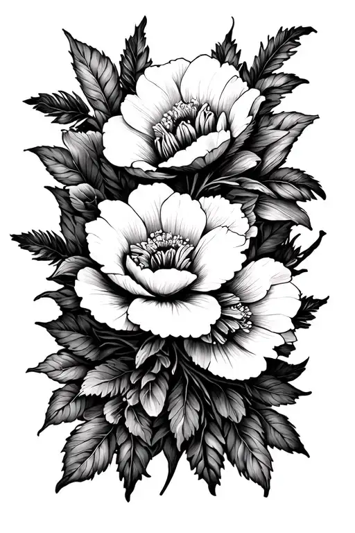 Blackout With White Linework Flowers