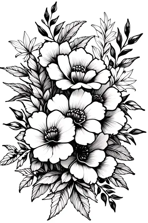 Blackout With White Linework Flowers