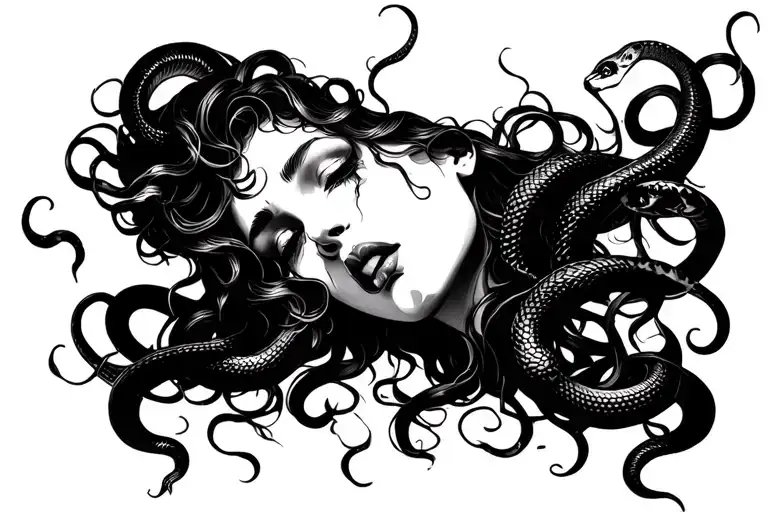 Medusa Crying Pretty Woman Snakes In Her Hair