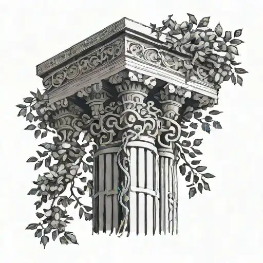 An Ancient Greek Pillar Intertwined With Tree Branches Symbolizing Your Foundation