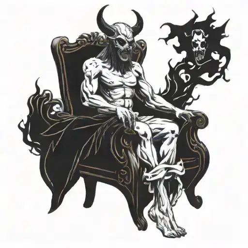 Scary Devil Sitting On Throne