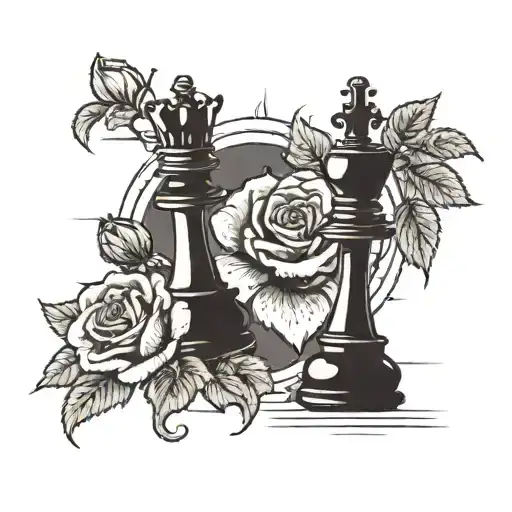 Chess King Piece With Roses Around
